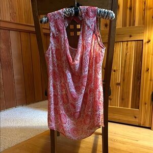 Sleeveless Pink and Cream Paisley Top- Cabi small